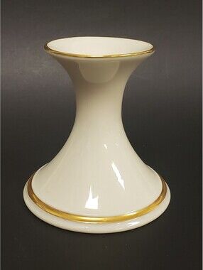 Vintage USA 3.75" Lenox White Porcelain Candle Holder with Gold Trim VG